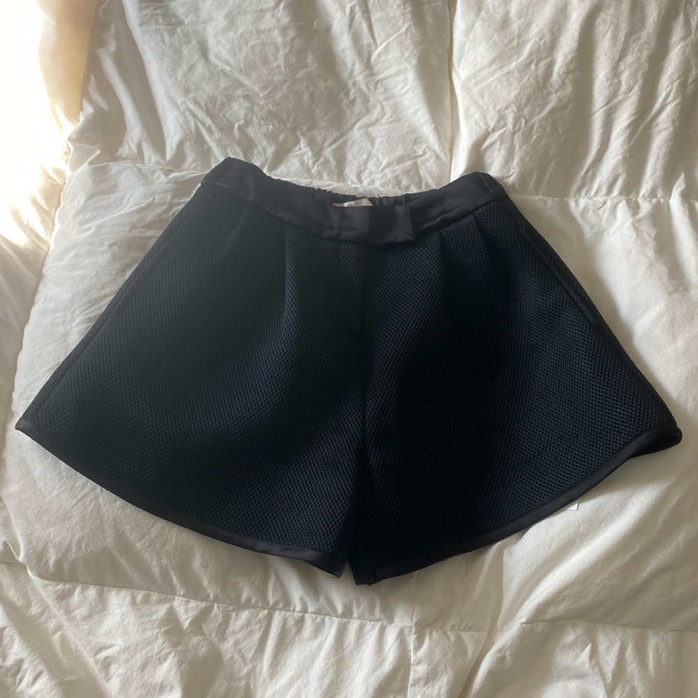 Maje Paris Black Feufollet Neoprene Mesh High-Rise Shorts